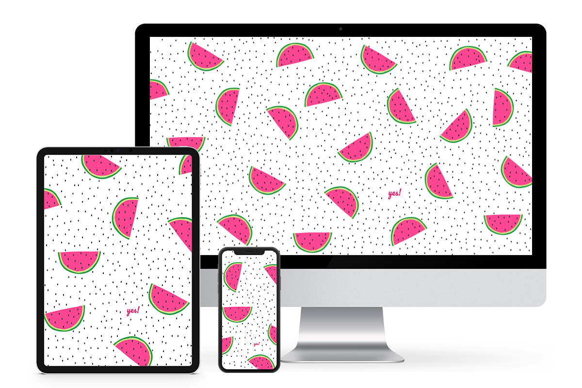 Free watermelon wallpaper background pattern shown on devices