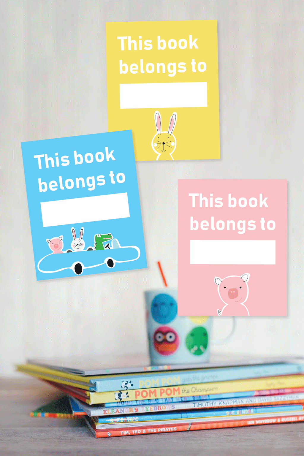 Book Stickers for KIDS Artist Illustrated Add Your Name 20 Bookplates ABCs This Book Belongs To Teddy Bear 