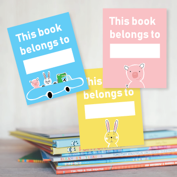 Label BOOK STICKERS for KIDS Boy Reading Book Belongs To Bookplates Pencil Drawing 