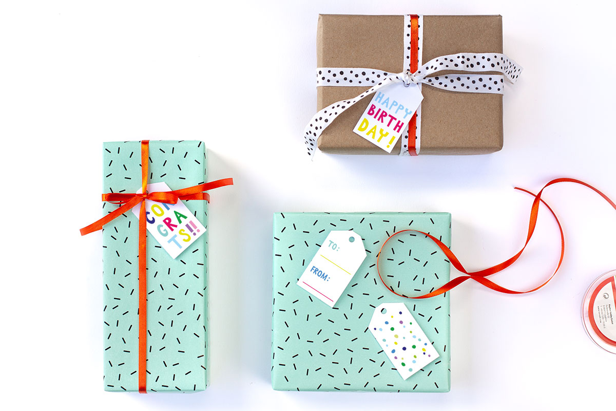 Free Printable Gift Tags on Three Presents