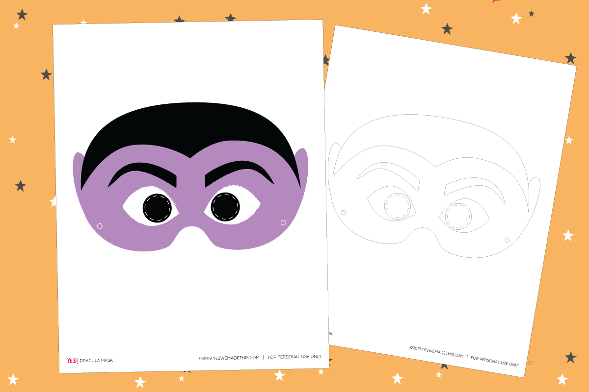 DIY Kids Halloween Masks Coloring Template - YES! we made this