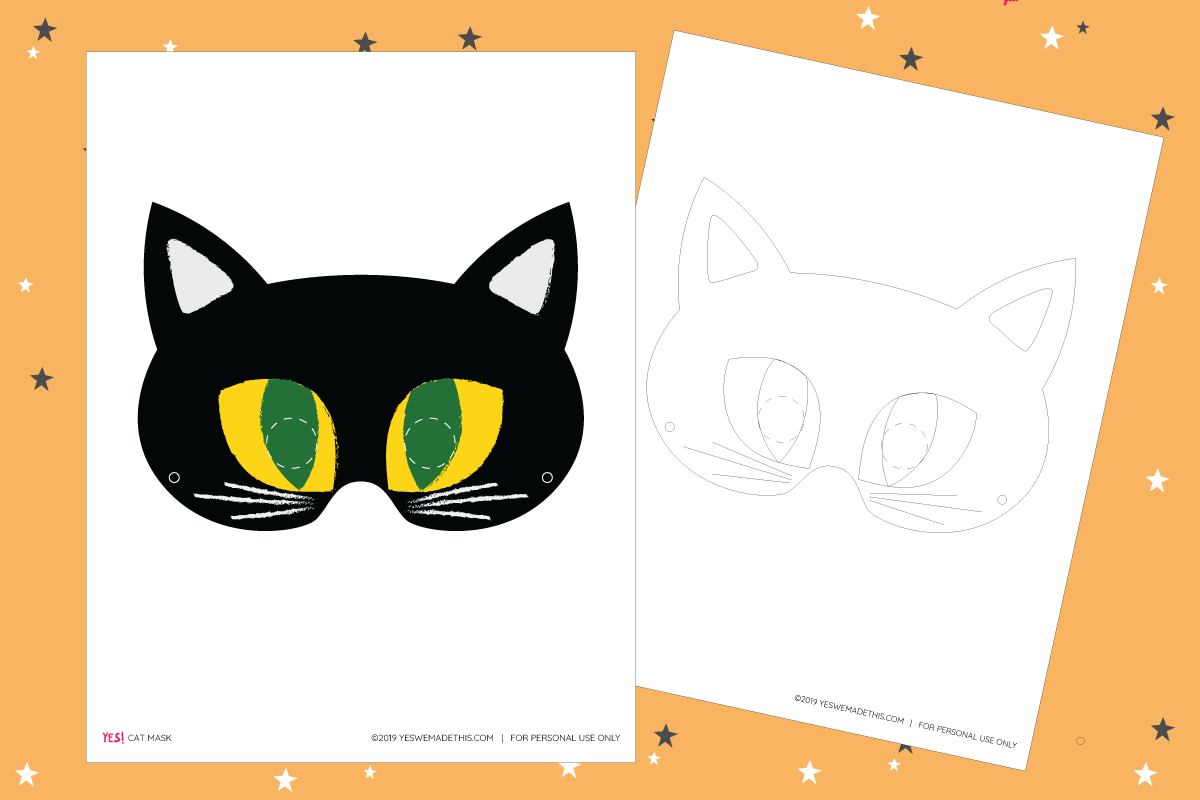 DIY Kids Halloween Masks Coloring Template - YES! we made this