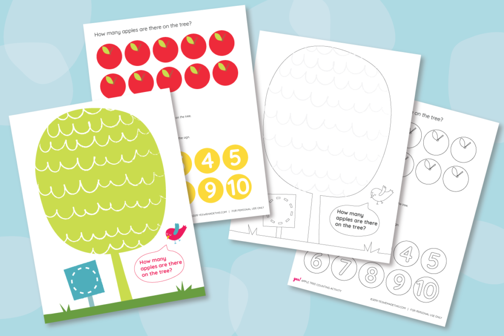 4 printables of the counting game to learn numbers