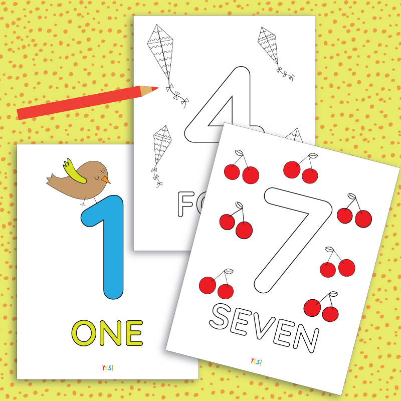 Printable 1-10 numbers coloring pages