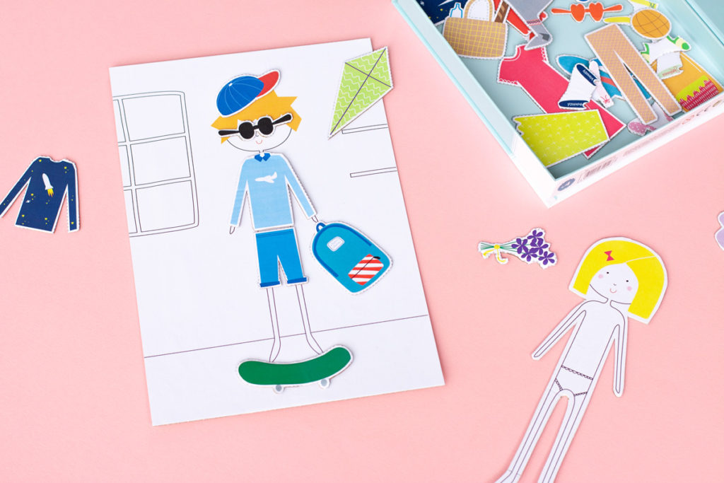 Printable dress up paper dolls in use