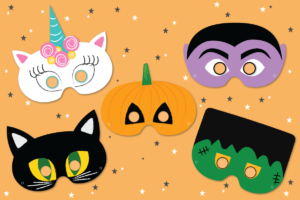 DIY Kids Halloween Masks Coloring Template - YES! we made this