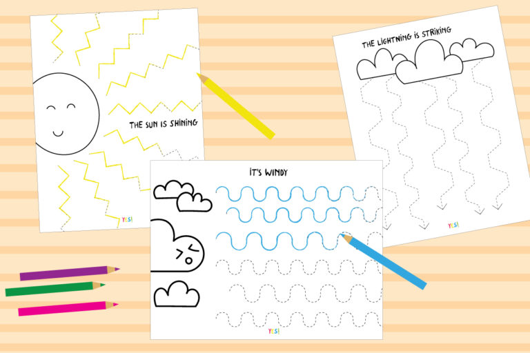 Weather line tracing worksheets