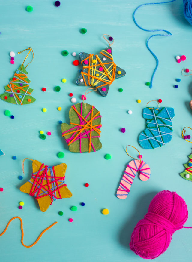 Yarn Wrapped Ornaments by Design Improvised