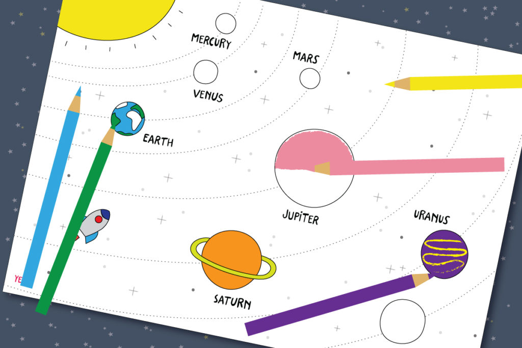 Coloring page of solar system