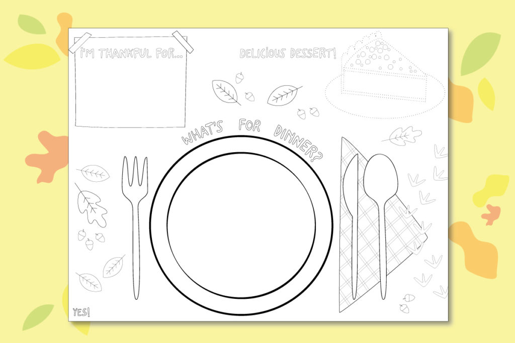 Thanksgiving placemat coloring page