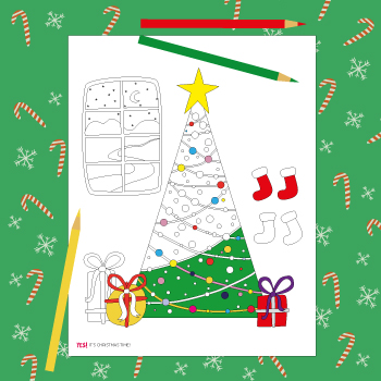 Christmas tree coloring page to color