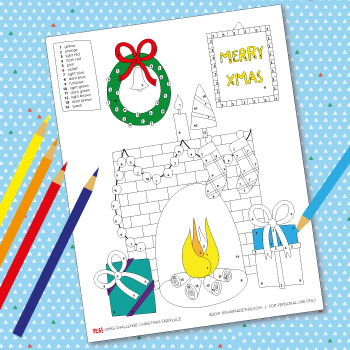 Kids Christmas coloring page template
