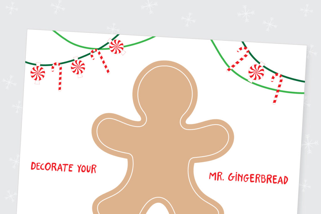 Printable gingerbread man mat for playdoh