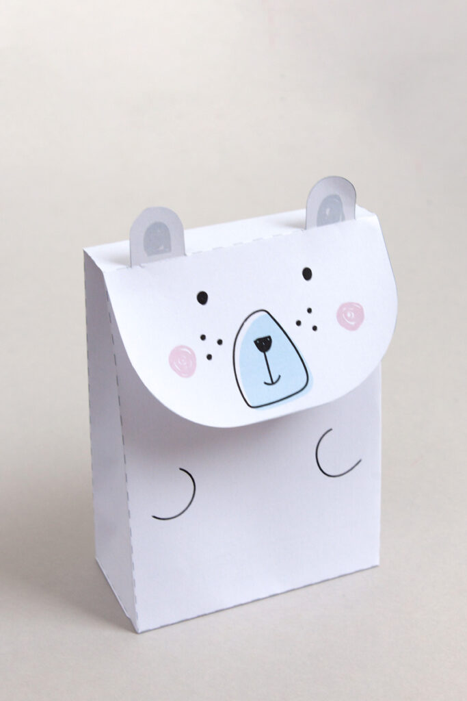 Polar bear gift bag printable craft